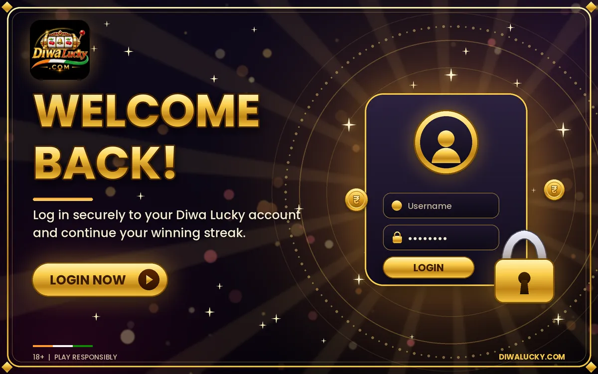 Diwa Lucky login screen with mobile number and password fields
